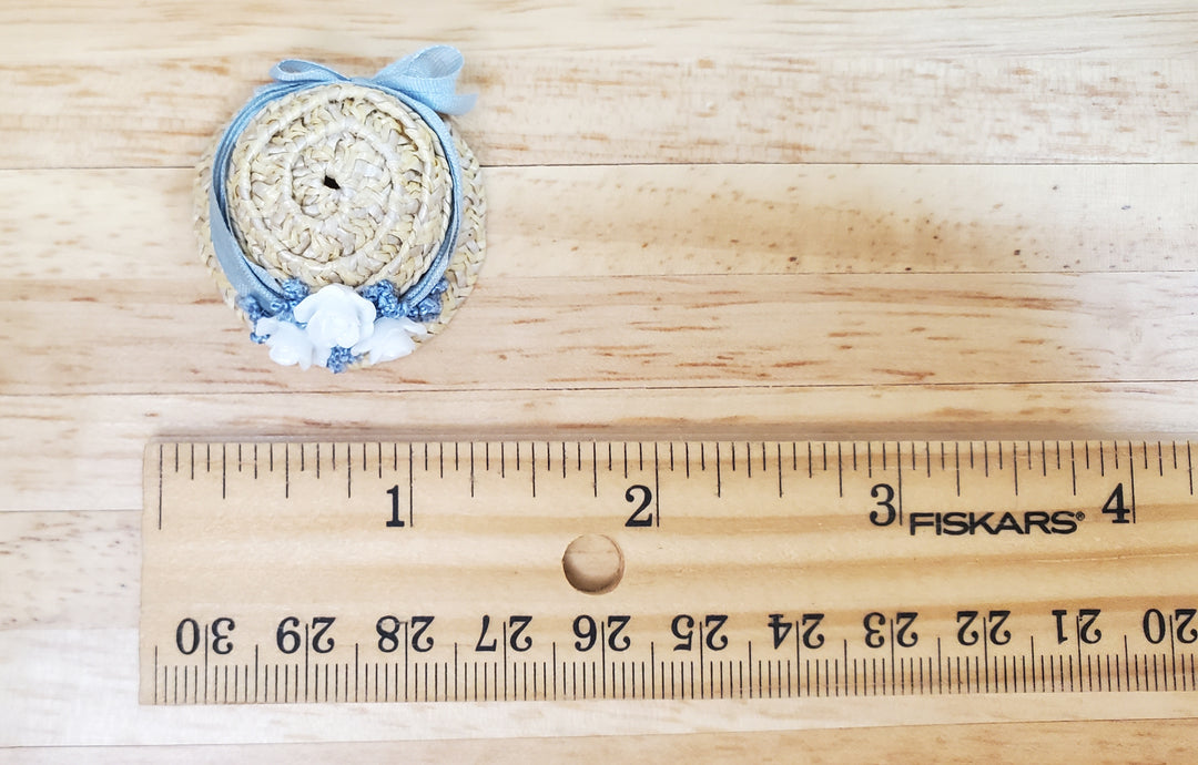 Dollhouse Victorian Hat Tan with White Roses Handmade 1:12 Scale Miniature