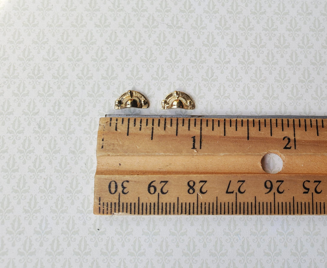 Dollhouse Miniature Drawer Pulls Craftsman Cup Style x2 Antique Gold Brass Finish 1:12 Scale