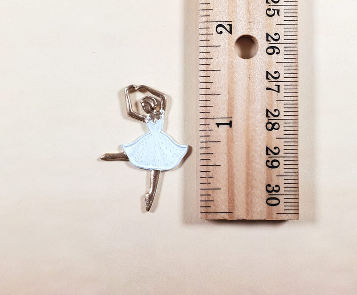 Ballerina White & Gold Metal Embellishment Wall Art 1 3/8" - MiniatureCrush
