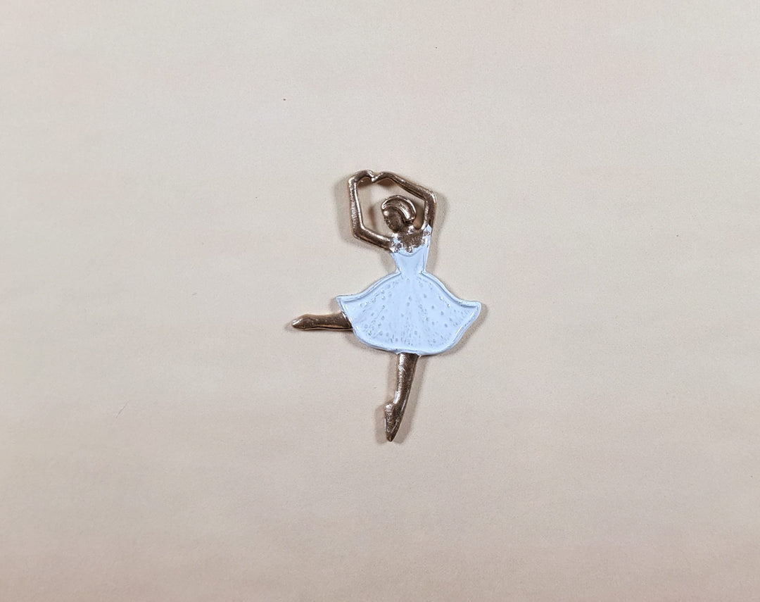 Ballerina White & Gold Metal Embellishment Wall Art 1 3/8" - MiniatureCrush