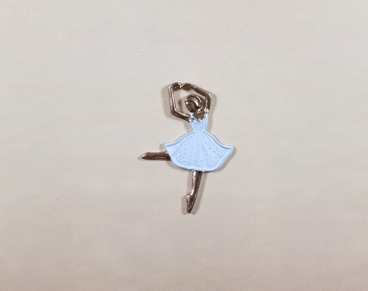 Ballerina White & Gold Metal Embellishment Wall Art 1 3/8" - MiniatureCrush