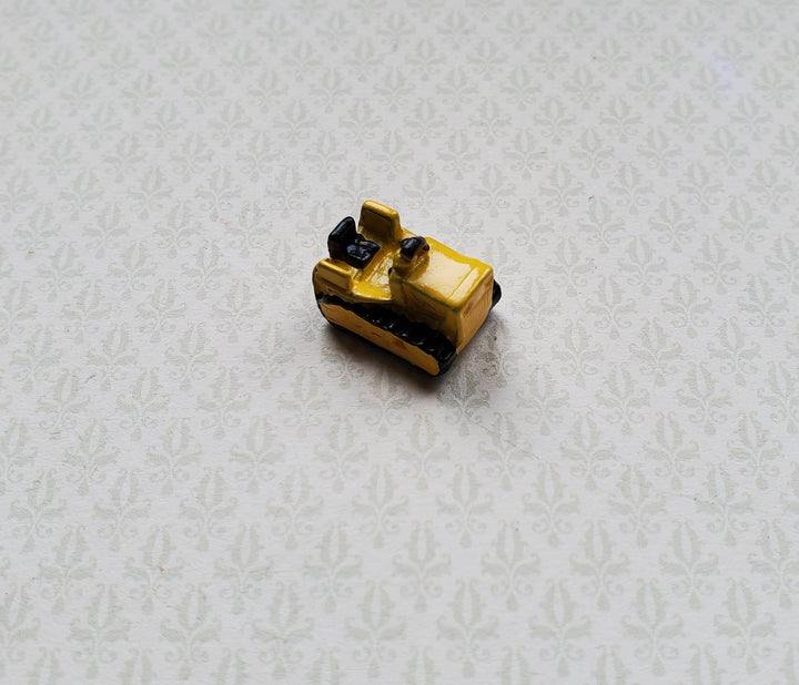 Dollhouse Miniature Bulldozer Tractor Toy Yellow & Black Metal 1:12 Scale