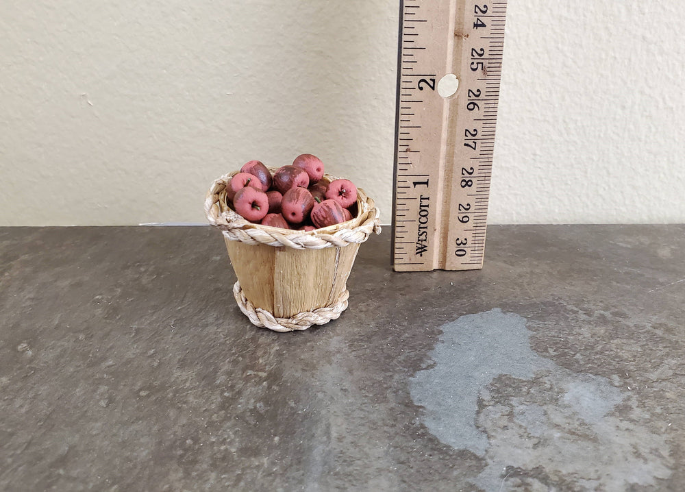 Dollhouse Red Apples in a Bushel Basket 1:12 Scale Miniatures Food Grocery