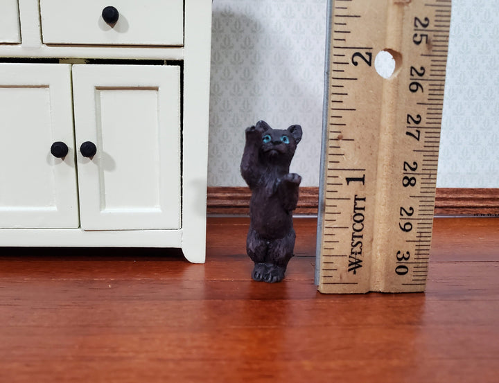 Dollhouse Black Kitty Cat Playful Reaching 1:12 Scale Miniature Pet