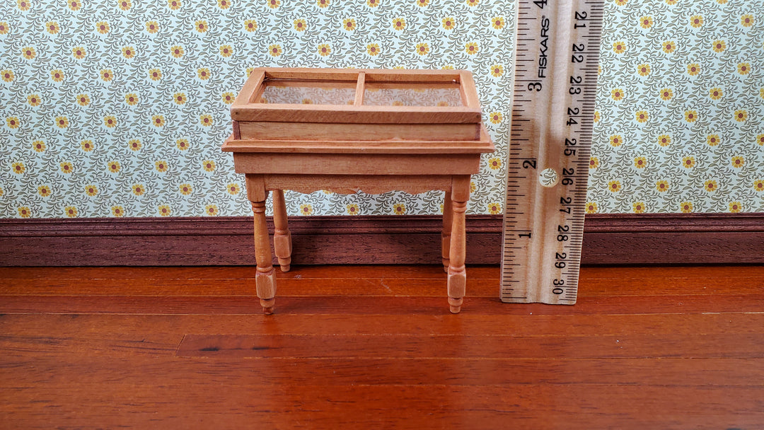 Dollhouse Curio Table Display Cabinet Lifting Top 1:12 Scale Miniature Furniture