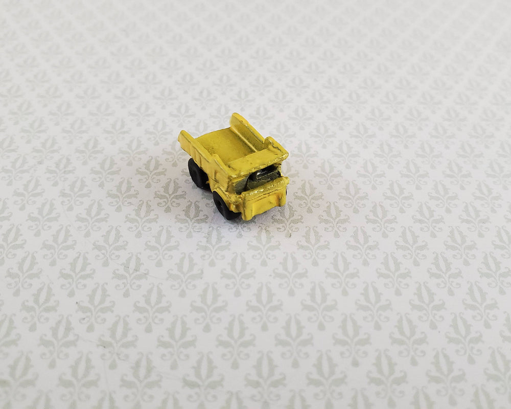 Dollhouse Miniature Dump Truck Toy Yellow & Black Metal 1:12 Scale