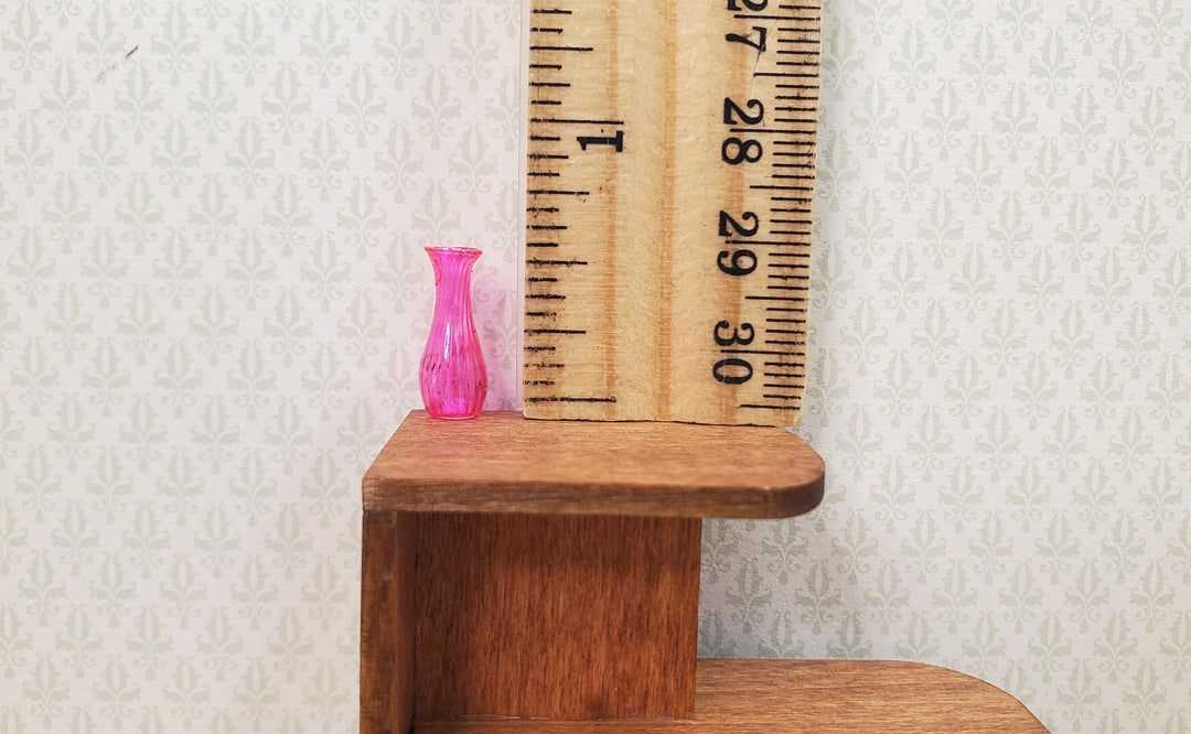 Dollhouse Ridged Bright Pink Glass Bud Vase 1:12 Scale Miniature