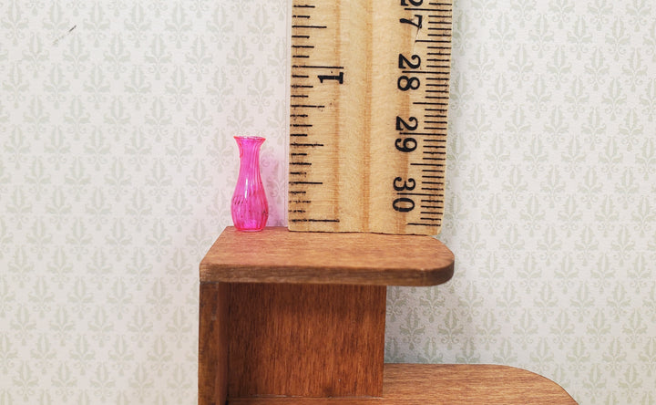 Dollhouse Ridged Bright Pink Glass Bud Vase 1:12 Scale Miniature