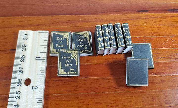 Dollhouse Book Set of 10 John Steinbeck 1:12 Scale Miniatures (blank inside)