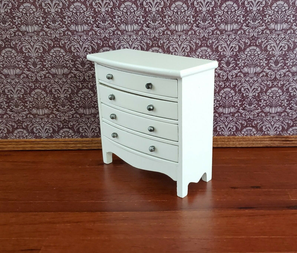 Dollhouse Miniature Dresser 4 Drawer Wood White Finish 1:12 Scale Furniture