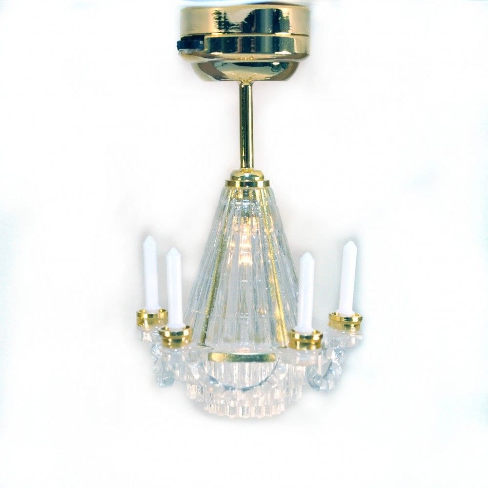 Dollhouse Chandelier Ceiling Light with Candles Battery Operated 1:12 Scale