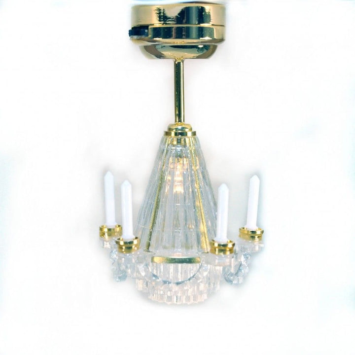 Dollhouse Chandelier Ceiling Light with Candles Battery Operated 1:12 Scale