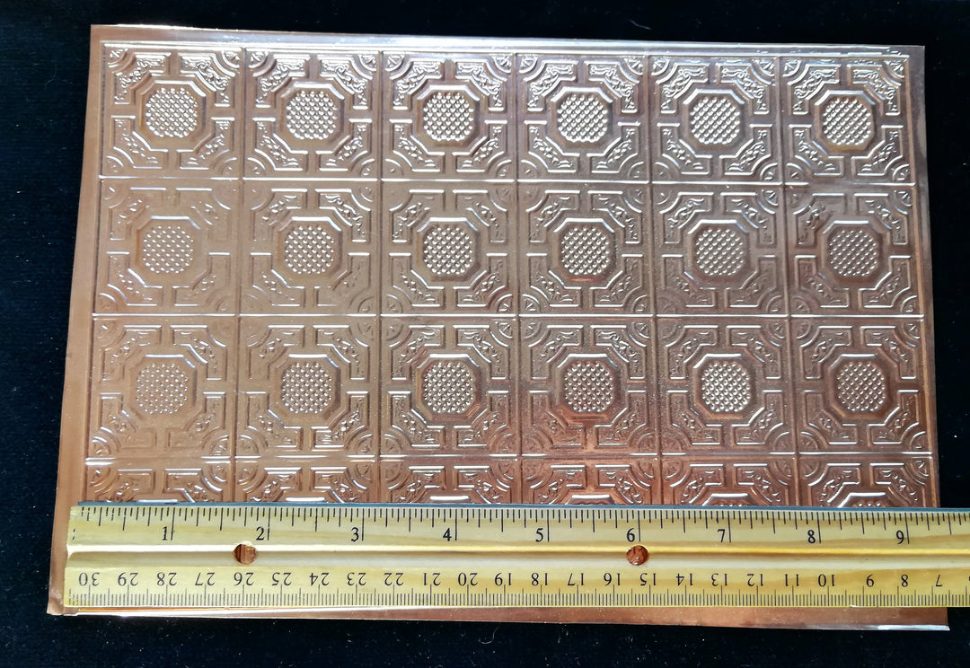 Dollhouse Miniature Tin Ceiling Embossed Real Copper 1:12 Scale 9.5" x 6.25" World Model Spain