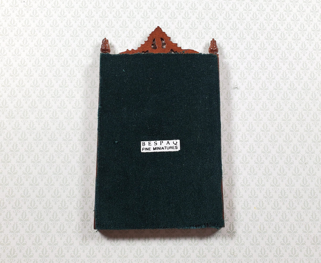 Bespaq Dollhouse Mirror Walnut Finish Victorian Style 1:12 Scale Miniature - MiniatureCrush