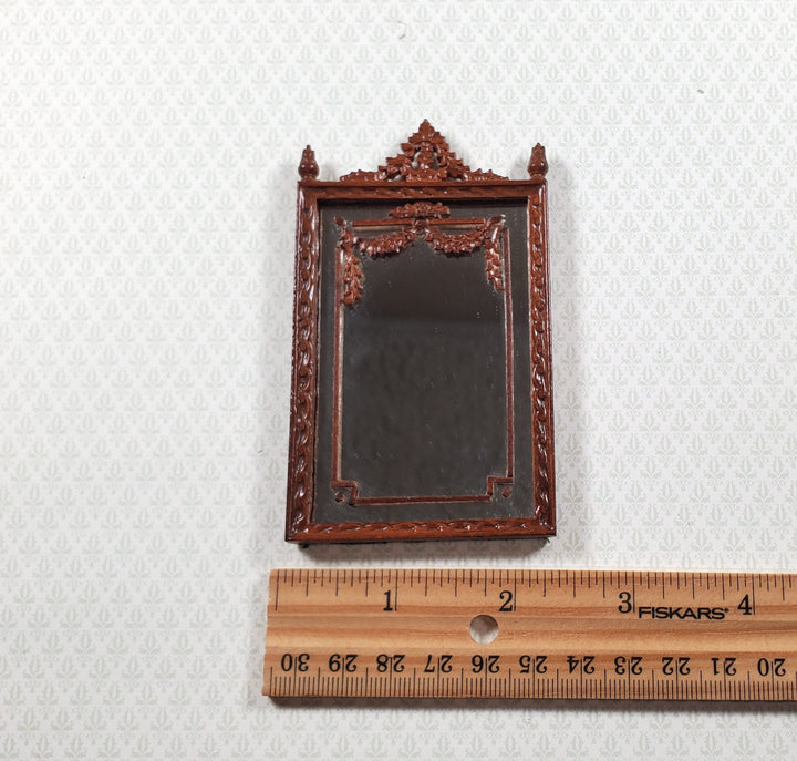 Bespaq Dollhouse Mirror Walnut Finish Victorian Style 1:12 Scale Miniature - MiniatureCrush