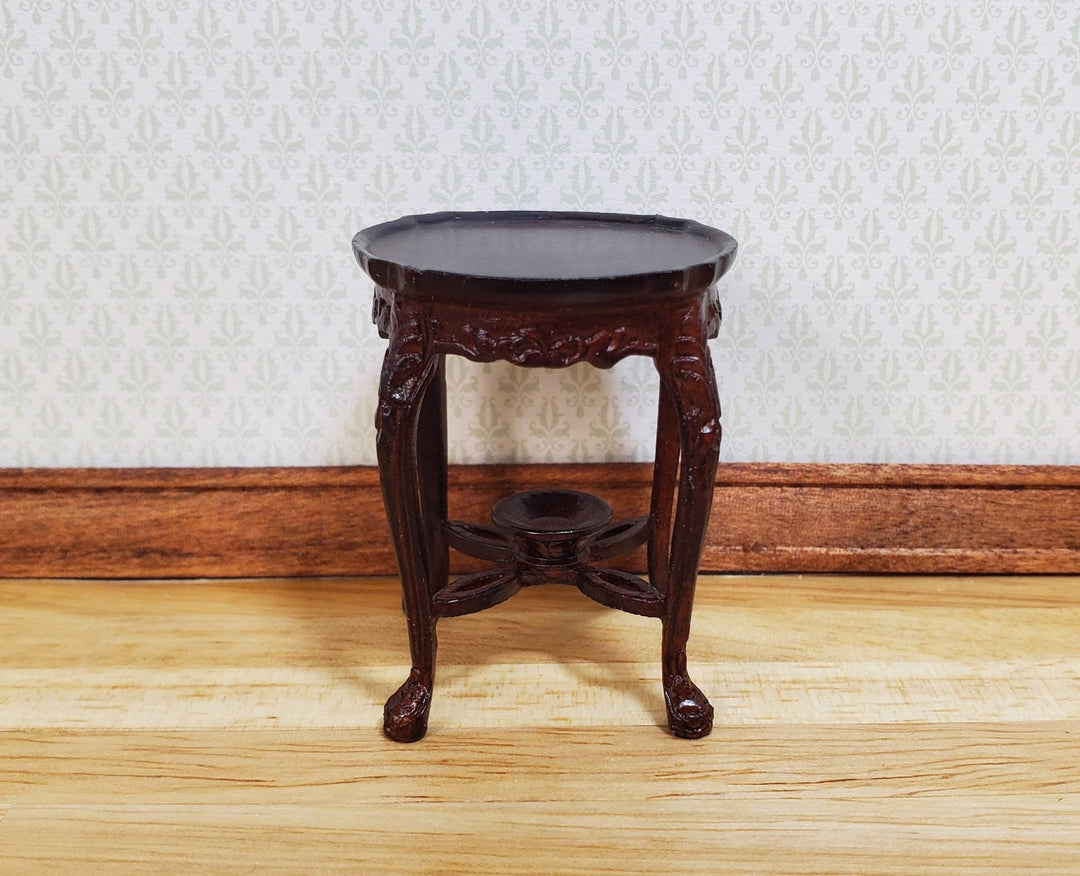 Bespaq Dollhouse Small Side Table Round Mahogany 1:12 Scale Miniature Furniture - MiniatureCrush