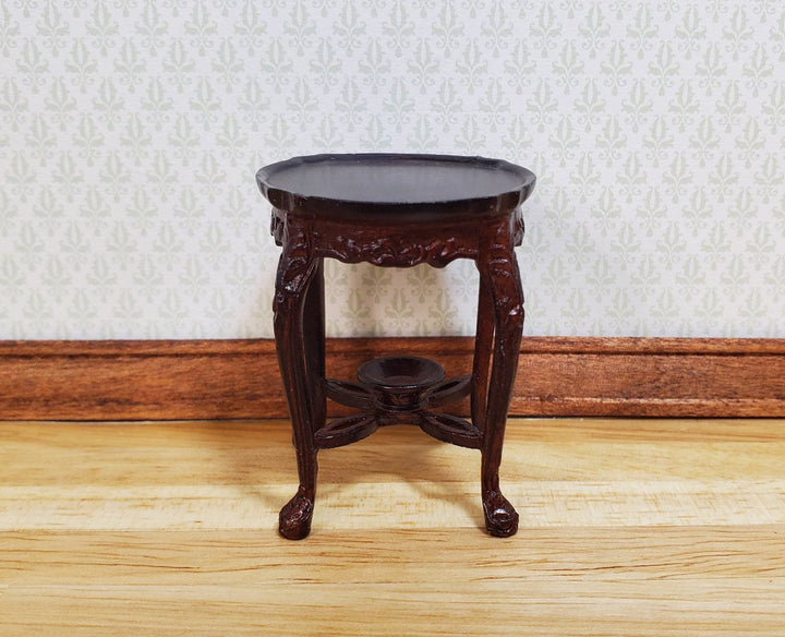 Bespaq Dollhouse Small Side Table Round Mahogany 1:12 Scale Miniature Furniture - MiniatureCrush