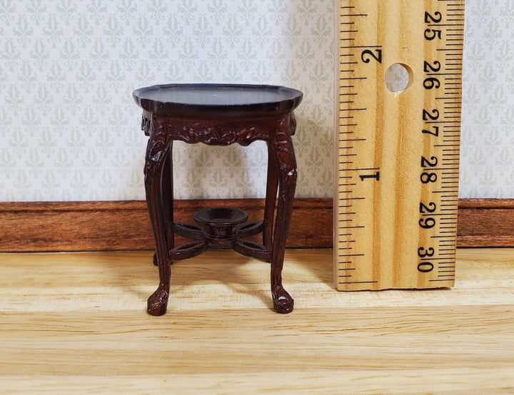Bespaq Dollhouse Small Side Table Round Mahogany 1:12 Scale Miniature Furniture - MiniatureCrush