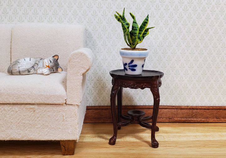 Bespaq Dollhouse Small Side Table Round Mahogany 1:12 Scale Miniature Furniture - MiniatureCrush