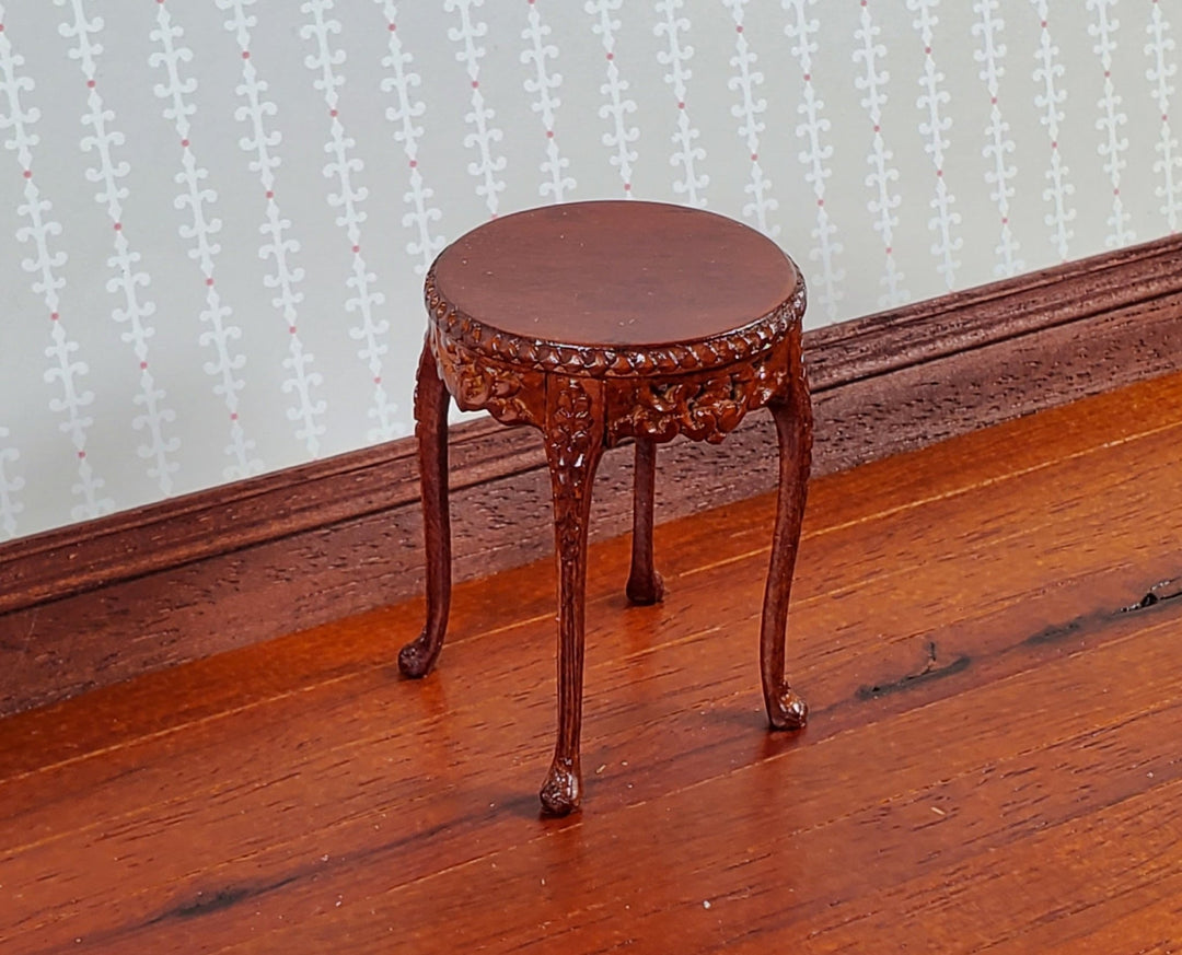 Bespaq Dollhouse Small Side Table Round Walnut 1:12 Scale Miniature Furniture - Miniature Crush