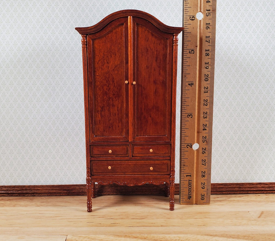 Bespaq Dollhouse Wardrobe 1:12 Scale Miniature Furniture Walnut Finish Estate Piece - MiniatureCrush
