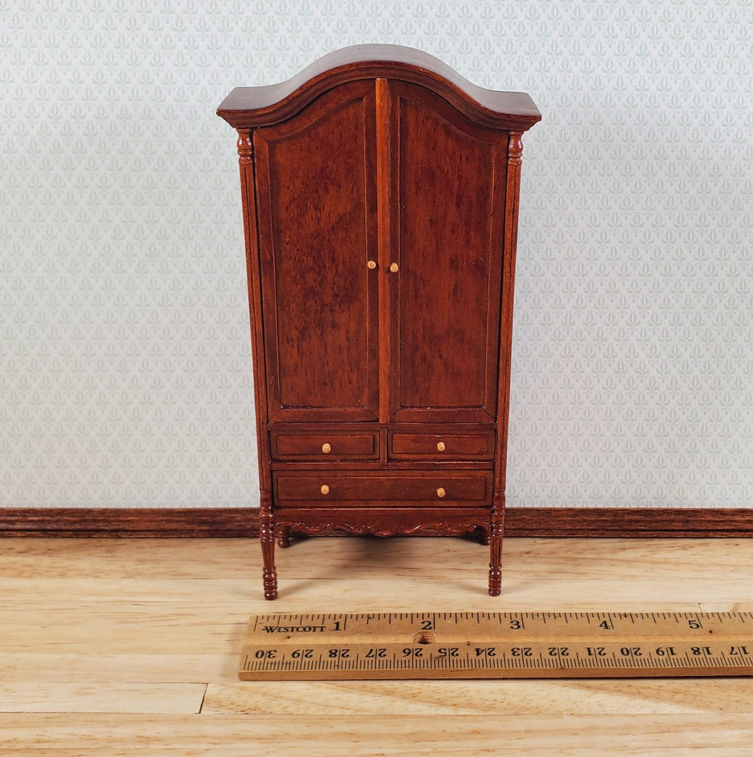 Bespaq Dollhouse Wardrobe 1:12 Scale Miniature Furniture Walnut Finish Estate Piece - MiniatureCrush