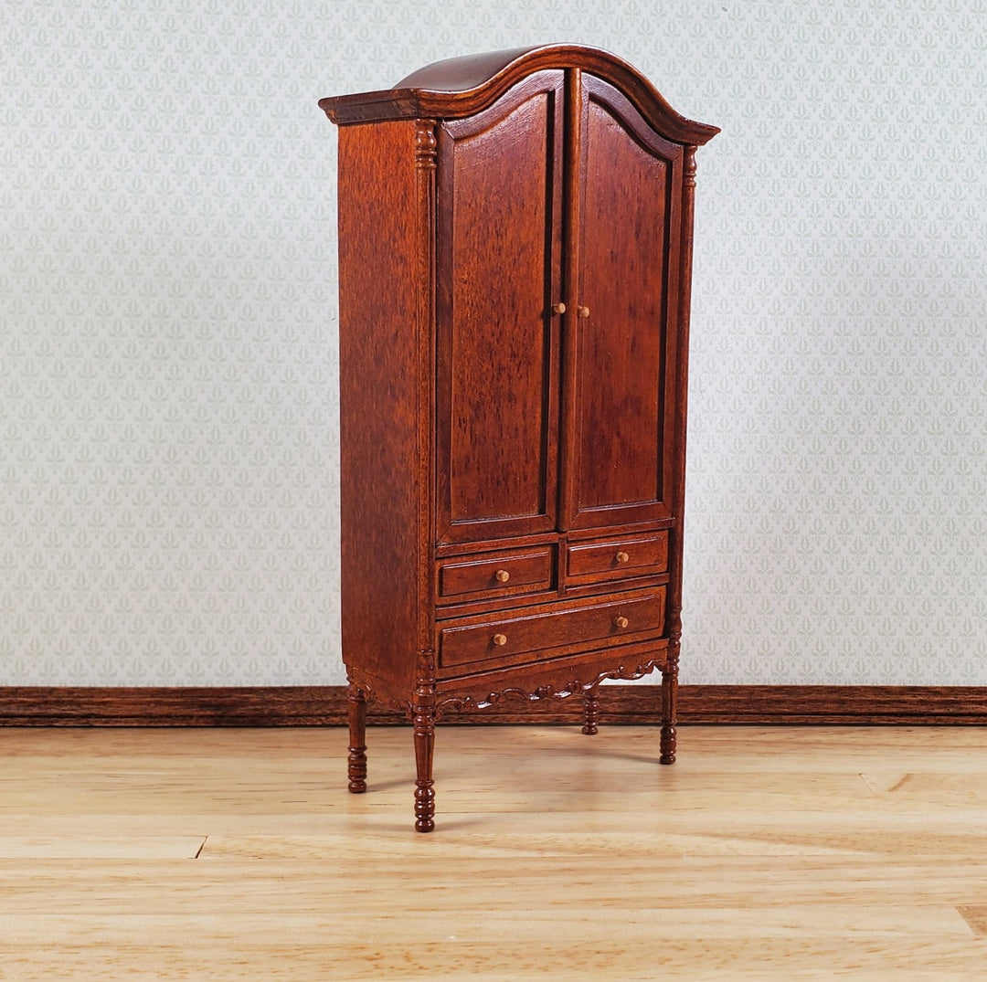 Bespaq Dollhouse Wardrobe 1:12 Scale Miniature Furniture Walnut Finish Estate Piece - MiniatureCrush