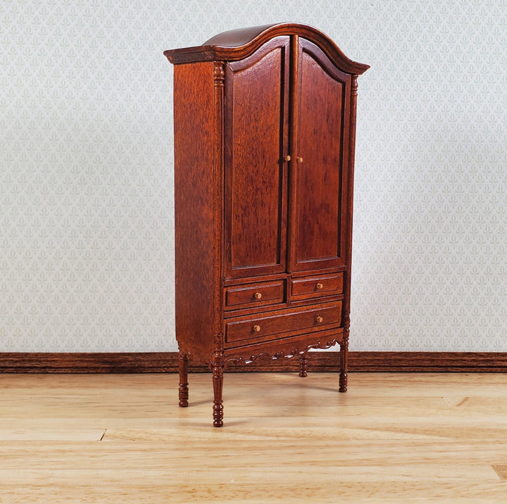 Bespaq Dollhouse Wardrobe 1:12 Scale Miniature Furniture Walnut Finish Estate Piece - MiniatureCrush
