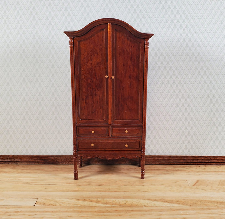 Bespaq Dollhouse Wardrobe 1:12 Scale Miniature Furniture Walnut Finish Estate Piece - MiniatureCrush
