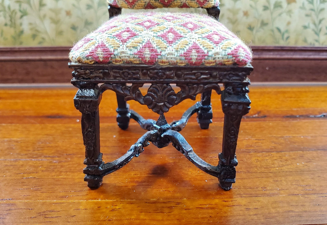 Bespaq Tudor Gothic Upholstered Chair 1:12 Scale Miniature Furniture - MiniatureCrush