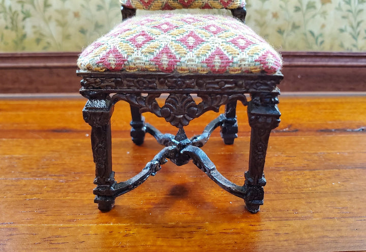 Bespaq Tudor Gothic Upholstered Chair 1:12 Scale Miniature Furniture - MiniatureCrush