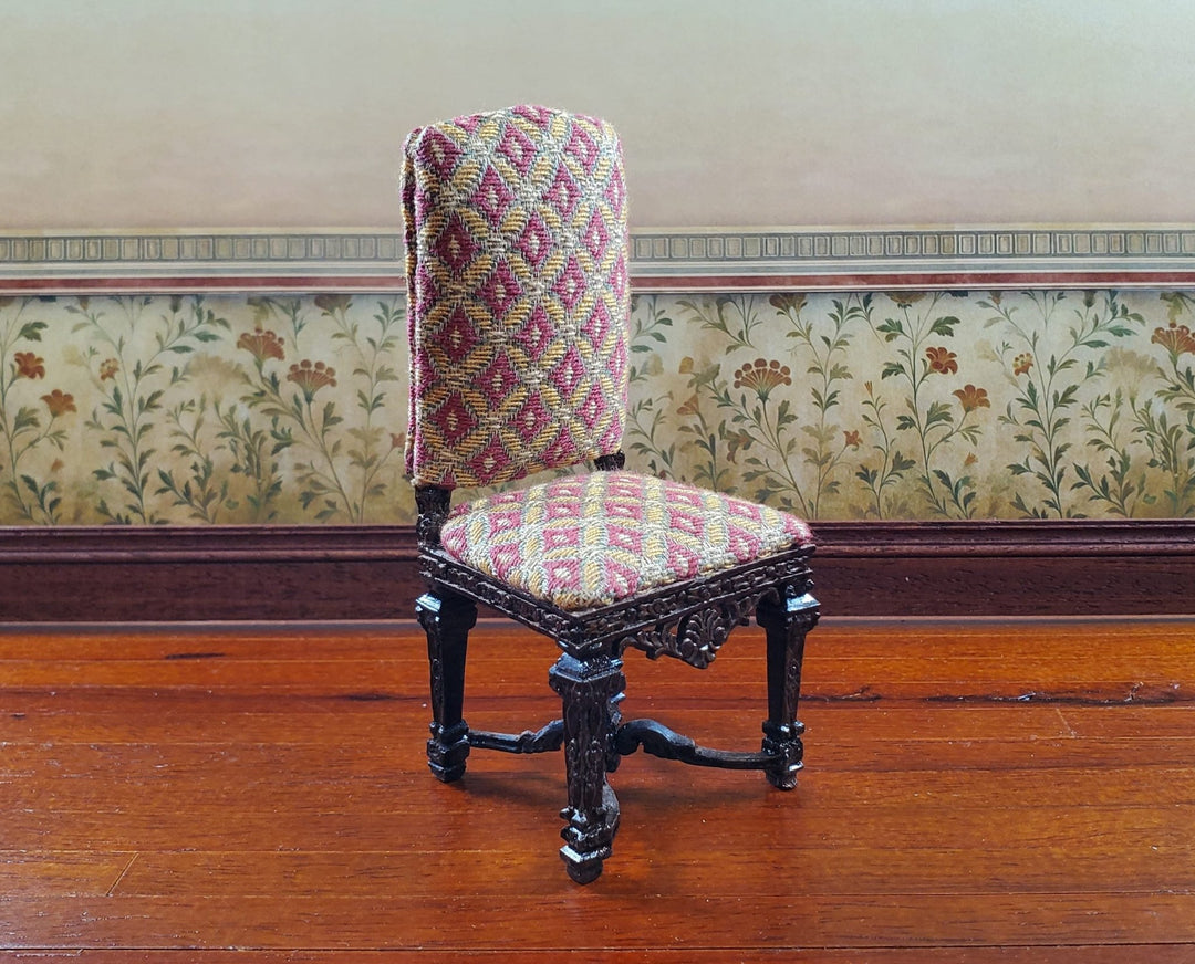 Bespaq Tudor Gothic Upholstered Chair 1:12 Scale Miniature Furniture - MiniatureCrush