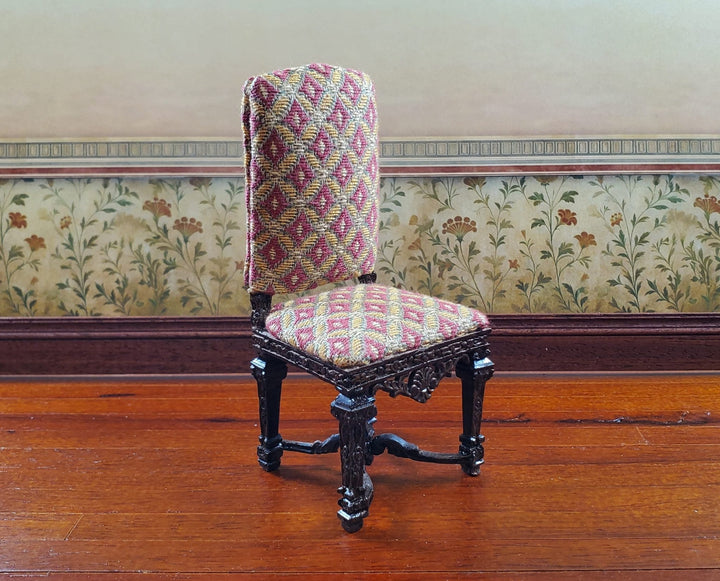 Bespaq Tudor Gothic Upholstered Chair 1:12 Scale Miniature Furniture - MiniatureCrush