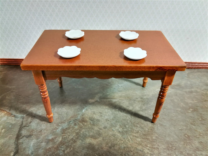 Dollhouse Miniature Small Plates x4 White Scalloped Ceramic 1:12 Scale 3/4"