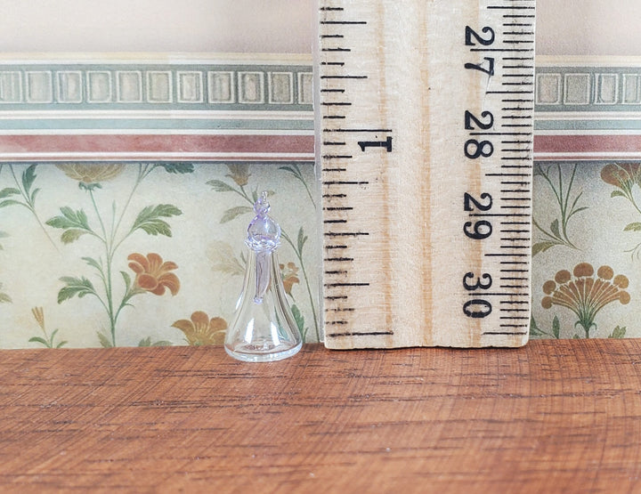Miniature Glass Decanter Bottle with Lavender Twist Stopper 1:12 Scale Dollhouse