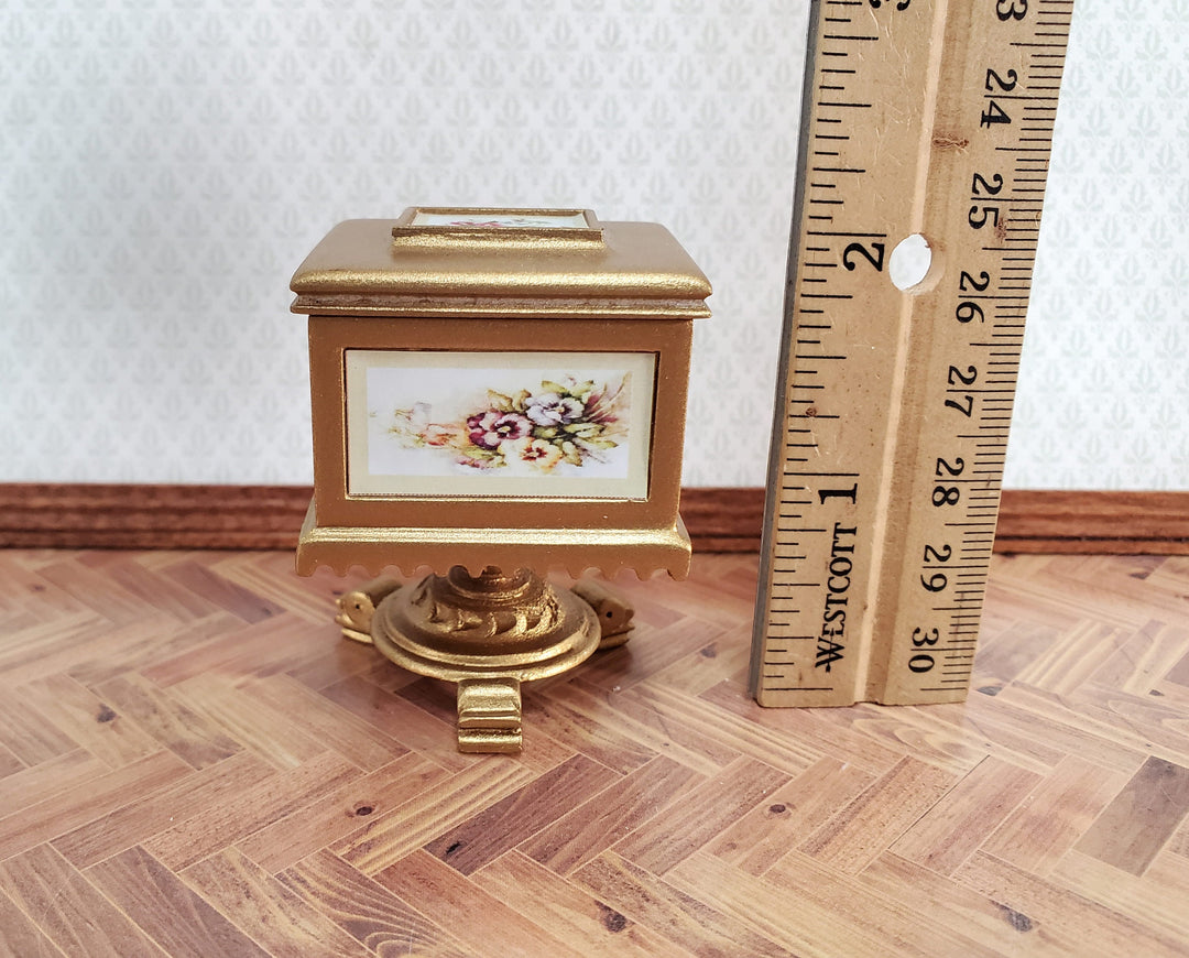 JBM Miniature Teapoy Tea Caddy Serving Table Box 1:12 Scale Miniature Furniture Gold Finish