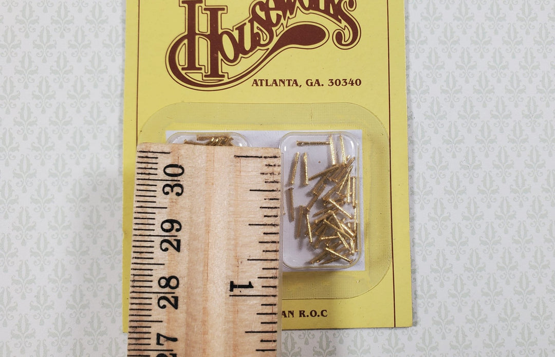 Brass Nails Brads Small Tiny Thin 1/4" x100 for Miniatures Houseworks 1128 - MiniatureCrush