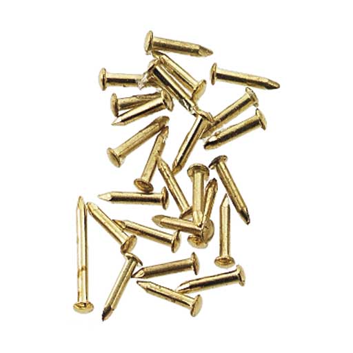 Brass Nails Brads Small Tiny Thin 4mm 100 pcs for Miniatures Houseworks 1129 - MiniatureCrush