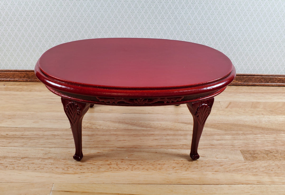 Dollhouse Dining Table Oval Wood Mahogany Finish 1:12 Scale Miniature Furniture
