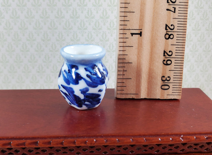 Dollhouse Vase Blue & White Decorative Planter Ceramic 1:12 Scale Miniature