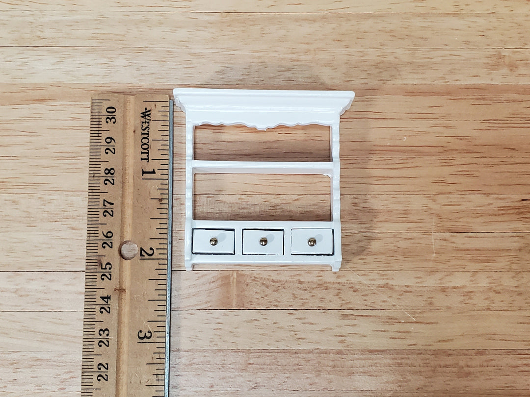 Dollhouse Spice Rack Small Wall Shelf with Drawers WHITE 1:12 Scale Miniature