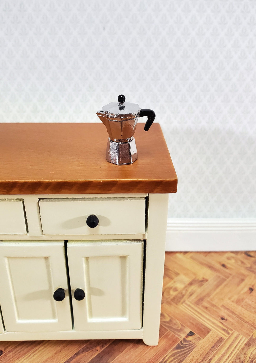 Dollhouse HALF SCALE Moka Coffee Pot Maker Opening Top Metal 1:24 Metal