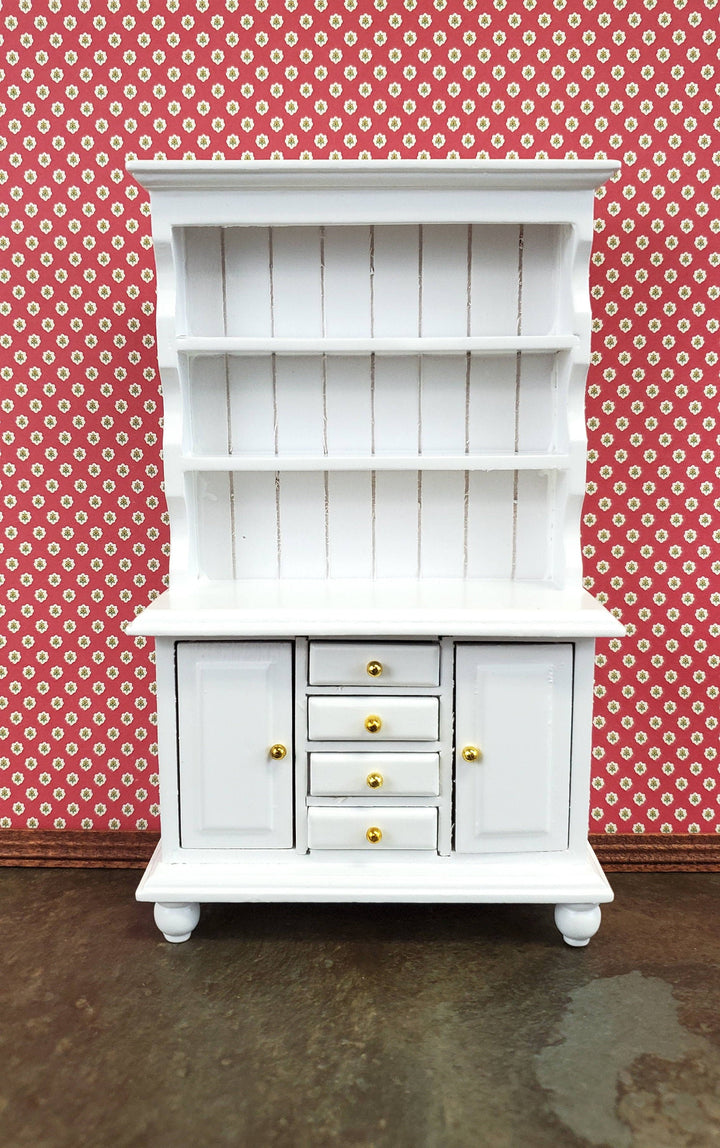 Dollhouse Cupboard Hutch White Kitchen Cabinet 1:12 Scale Miniature Furniture