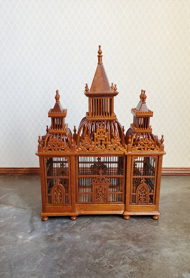 Dollhouse Miniature Birdcage JBM Large Victorian Fancy 1:12 Walnut Finish