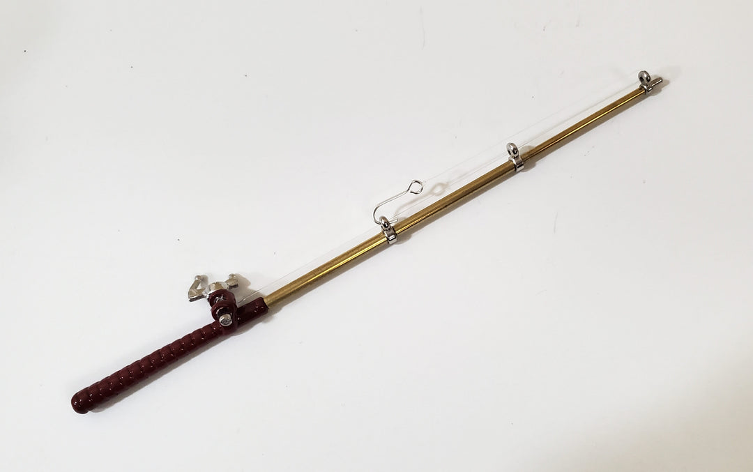 Dollhouse Fishing Rod & Reel Pole 5 1/8" Long 1:12 Scale Miniature Metal