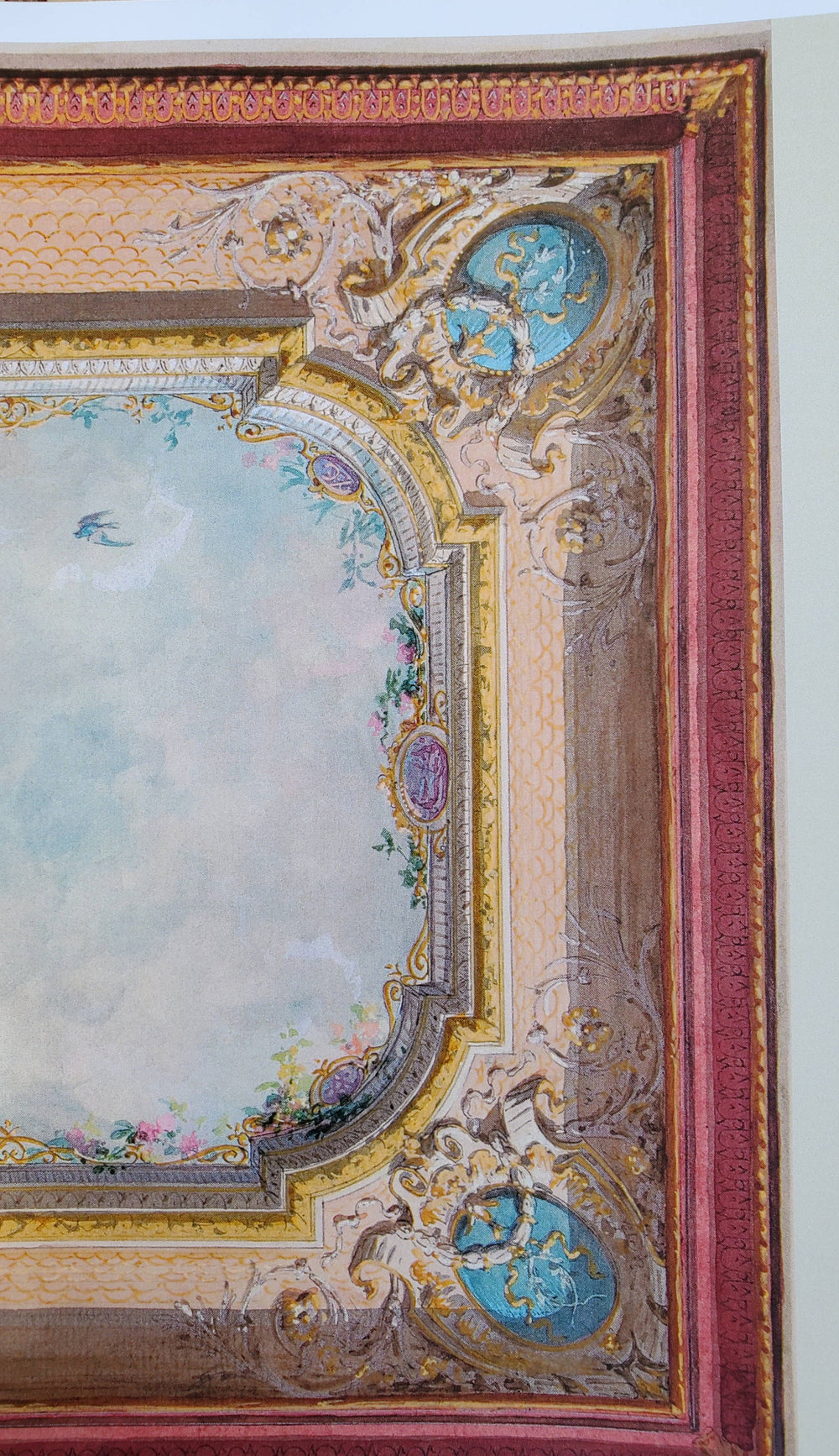 Dollhouse Ceiling Mural Wallpaper Birds Painted Victorian 1:12 Scale Itsy Bitsy