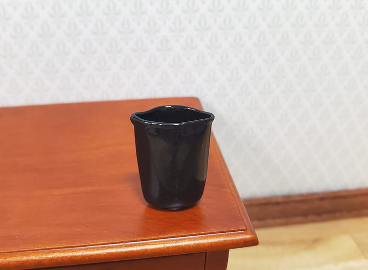 Dollhouse Crimped Narrow Vase Black 1:12 Scale Miniature Halloween Decor