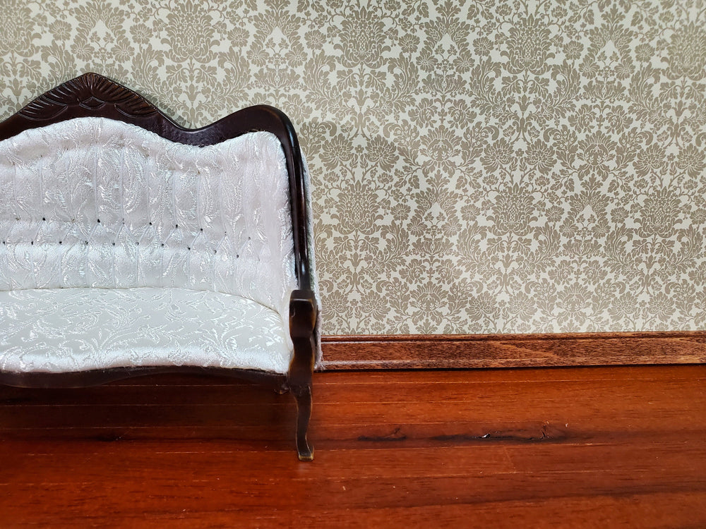 Dollhouse Wallpaper Berkshire Damask Clay on Cream Bradbury & Bradbury 1:12 Scale