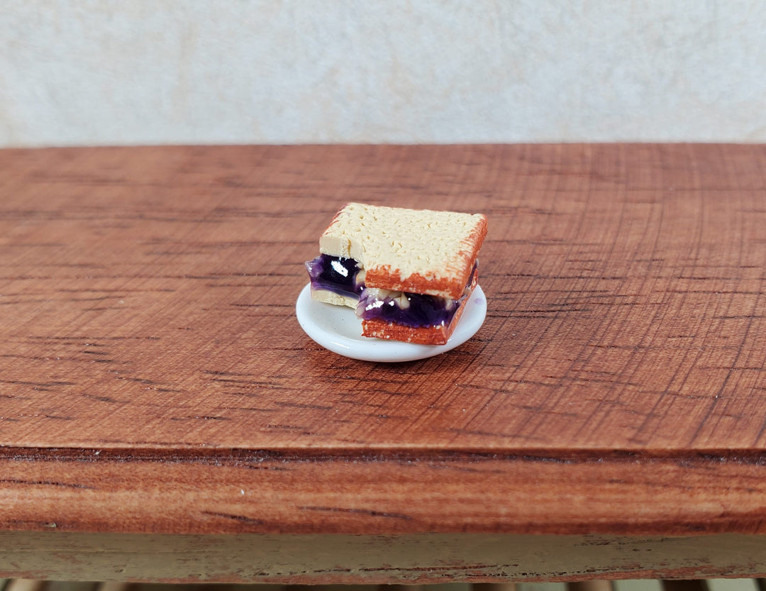 Dollhouse Peanut Butter & Jelly Sandwich with a Bite PBJ 1:12 Scale