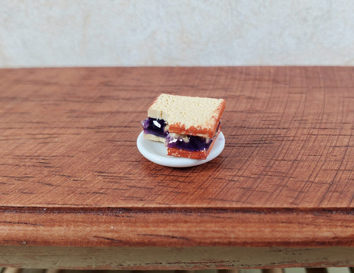 Dollhouse Peanut Butter & Jelly Sandwich with a Bite PBJ 1:12 Scale